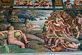 Mantova, Palazzo Te - Camera di Amore e Psiche, parete Ovest: il banchetto rusticus. Un'intera famiglia di satiri  col suo gregge di capre.
